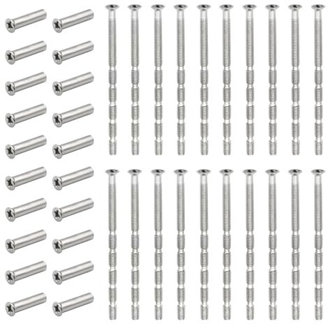 GOIYZTTR 20 Pcs M3 Tornillos de Manija de Puerta Con Manga Tornillos de Conexión y Fijación Fijaciones Pasantes para Manija de Puerta Para Conectar y Fijar Manijas de Puertas
