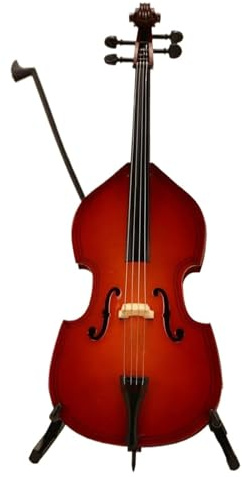 Musikinstrument Dekoration Modell Miniatyr Kontrabasmodell Med Stativ Och Fodral Mini Kontrabas Minimusikinstrument Ornament Dekor Hemhantverk(10cm)