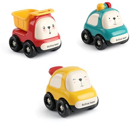 Fokroin 3 Stück Auto Spielzeug ab 1 Jahr für Kleinkinder, Push and go Auto, Spielfahrzeug Set für Kleinkinder, für Kinder 10 12 18 Monate, Lernspielzeug Geburtstag Geschenk für Mädchen