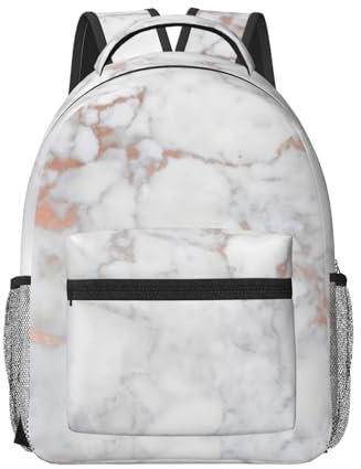 EdWal White Marble Rose Gold Print Versatile Laptop Backpack For Men Women,Travel Backpack Carry On Flight Approved,Work Bag