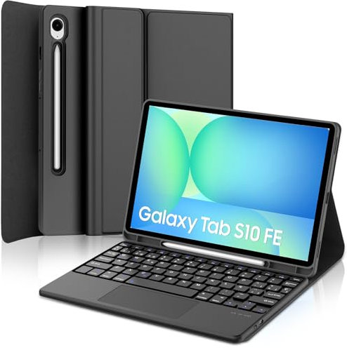 FOGARI Teclado con Trackpad para Samsung Tab S10 FE 10.9/S9 FE 10.9, Funda para Galaxy Tab S10 FE/S9 FE con Español Ñ Bluetooth Teclado con Touchpad para Tablet Samsung Tab S10 FE/S9 FE, Negro