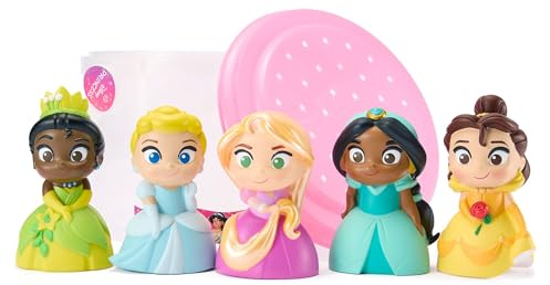 Disney Store Official Set da gioco bagno Principesse, 5 pz., Belle, Cenerentola, Jasmine, Rapunzel e Tiana, secchiello con coperchio forato, set per vasca o piscina gonfiabile, dai 6 mesi in su