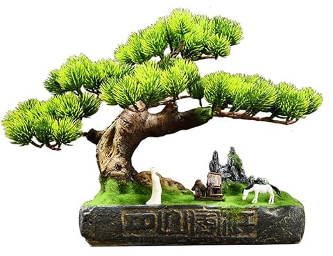 ruyi-1986 Artificial Bonsai Artificial Bonsai Tree With Pot Fake Pine Plant Decor For Living Room TV Cabinet Desktop Decoration