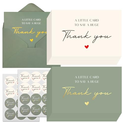 36 Pack Thank You Cards Multipack, 4x6 Inch Thank You Teacher Cards | Includes Envelopes & Stickers, Blank Inside, Greeting Card for Teachers Appreciation, Graduation, Wedding, Baby Shower