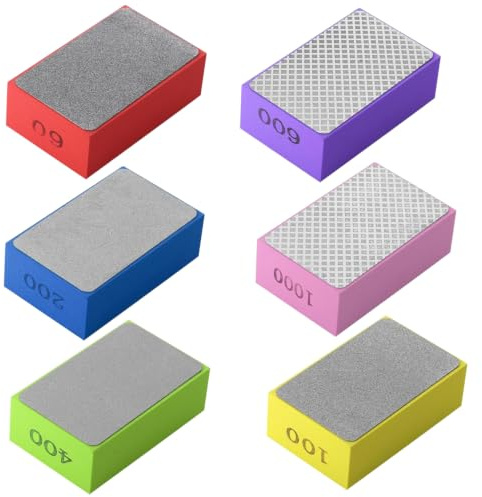 Zocipro 6 Pack Diamond Hand Polishing Pads, Tile Sanding Block Set