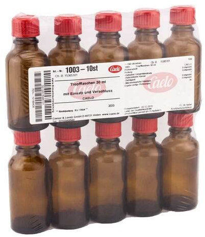TROPFFLASCHE 30 ml braun m.Einsatz+Verschluss 10 St