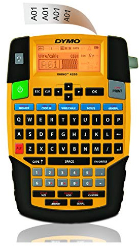DYMO Industrial Label Maker | Rhino 4200 Label Maker Time-saving Hot Keys Prints Fast Durable For Job Sites and Heavy-Duty Labeling Jobs
