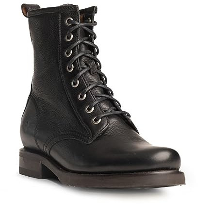 Frye Veronica Women’s Combat Boots Crafted from Hand-Burnished Vintage Italian Leather with genuine stitch-down welt construction and Leather Lining – 6 ¾” Shaft Height, Black (Cubana Leather) - 7 M