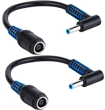 Herfair Laptop Power Adapter Cable, 7.4mm x 5.0mm Female to 4.5mm x3.0mm Angled Male Converter Cord AC Power Supply Wire for Envy/Elitebook/Probook/Stream/Spectre/Pavilion Laptops (Pack of 2)