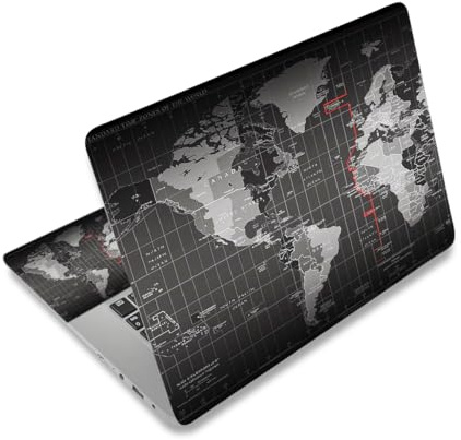Laptop Skin Sticker Decal,12 13 13.3 14 15 15.4 15.6 inch Laptop Vinyl Skin Sticker Cover Art Protector Notebook PC (2 Wrist Pad Skins Included), Decorative Waterproof Removable,World Map