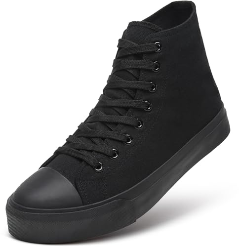 ZGR Men's High Top Canvas Sneakers Lace Up Classic Casual Walking Shoes (Ful Black,US11)
