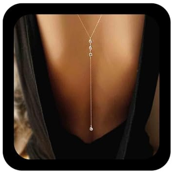 Aneneiceera Boho Rhinestone cadena collar oro retro nupcial cristal espalda gota largo lariat playa joyería para mujeres