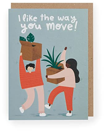 Nytt hem grattiskort 'I Like The Way You Move' rolig design – tomt för ditt eget meddelande