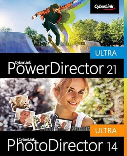CyberLink PowerDirector 21 Ultra & PhotoDirector 14 Ultra / Easy-to-Use Video Editing Software / Screen Recorder / Greenscreen / Photo Editing Software with AI / Photo Collages / WIN 10/11 [Download]