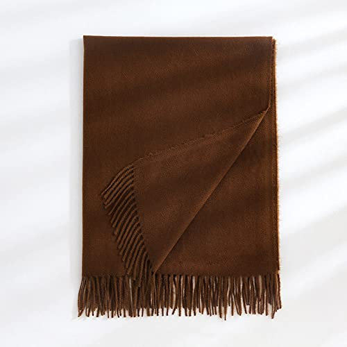 HGJH Schal,Winterschals Dunkelbraun, Weich, Warm, Dick, Einfarbig, Quaste, Modeschal, Lang, Groß, Winterschal, Trendige Stola-Schals Für Frauen Und Mädchen