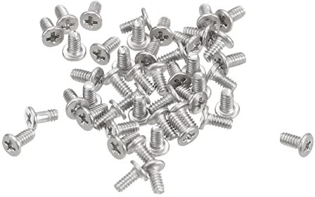 sourcing map Tornillos de Cabeza Redonda Plana M1,4-0,3x3mm 100uds, Tornillos de Máquina de Accionamiento Phillips de Acero Inoxidable 304, Sujetador de Hardware para Conexión de Muebles