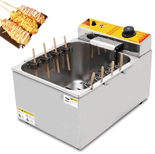 DOZPAL Kommerzielle Fritteuse für Corn Dogs, 12 l Käse-Hot-Dogs-Sticks, Frittiermaschine, Snack-Food-Maker für Chips, Pommes Frites, Donuts und mehr