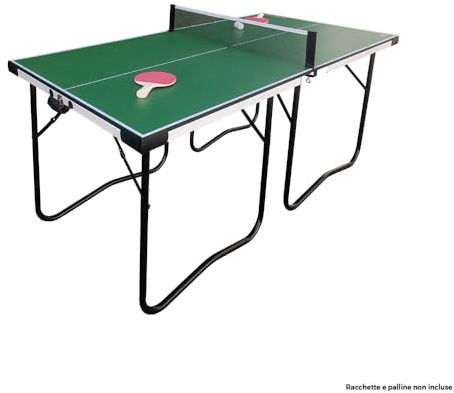 Sport1 bordtennis kompakt fällbart bord hopfällbart och platsbesparande bordtennisbord. Stål bordtennisbord med handtag, nät och spänning 21 kg. För regelbunden användning eller träning. Inomhus
