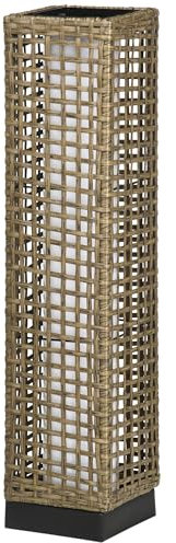 Outsunny Lampada da Giardino con Pannello di Ricarica Superiore, Lampadina Solare da Esterno in Acciaio e Rattan, 15.5x15.5x69 cm, Nero e Marrone