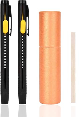 Jwthee Heat Erasable Fabric Marker Pen, Tailors Chalk Pen Washable Heat Erasable Pens for Fabric Tailors Chalk Set, 2PCS Pen Shells with 20 Wax Refill Strips