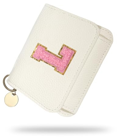 Girls Wallet, Initial Women's Wallets, White Small Wallet for Kids with 5 Card Slots Holder, Personalised Purses Gifts for Girls and Women, Birthday Gift, Christmas Gifts, Travelling Wallets Gift (L)
