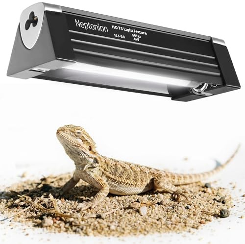 NEPTONION T5 Reptile UVB Light 6.5 Inches Fixture with UVB 10.0 Bulb High Output Hood for Terrariums, Basking Reptiles, Lizards, Chameleons, Iguanas, Bearded Dragons, 4W