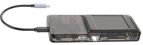 Adaptador avanzado USB C 8 en 1 con interfaces de pantalla LCD, salida 4K UHD, 100 W, carga rápida, puerto Gigabit Ethernet, estación de acoplamiento portátil