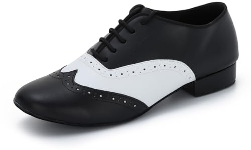 Syrads Zapatos de Baile para Hombre con Cordones de Cuero SintéTico para Salsa Latina Tango Práctica Danza Zapatos Negro