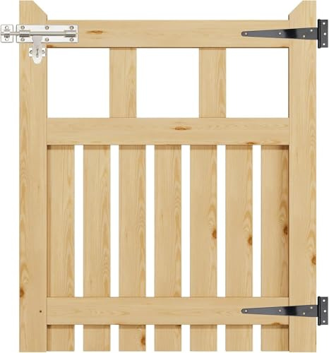 INMOZATA Garden Gate Wooden Pedestrian Gate with Gate Lock and Hinge, 2.5ft Wide x 3ft High (76cm Wide x 90cm High)