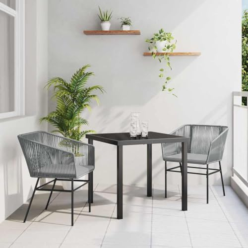 Frdhee Juego de muebles de jardín para jardín, 3 piezas de ratán gris, para exteriores, balcón, terraza, embalaje compacto y fácil montaje