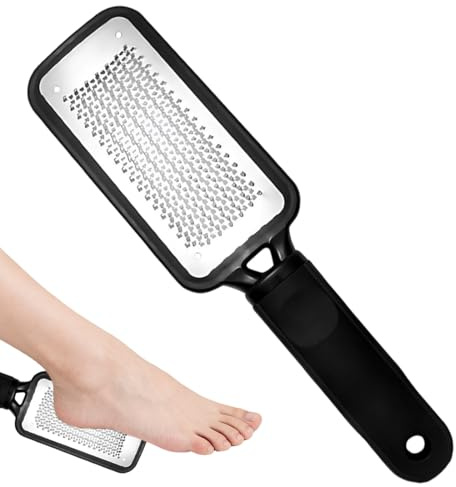 Androxeda Piedi Durezza Professionale Raschietto Doppia Texture Per Eliminare Calli E Talloni Screpolati, Acciaio Inossidabile Antiscivolo Con Manico Ergonomico