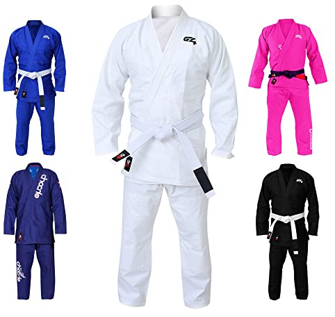G4 VISION BJJ Gi Mens Kids Brazilian Jiu Jitsu Suit Jujitsu Adult Uniform Adult Youth Blue Black White (White, M2)