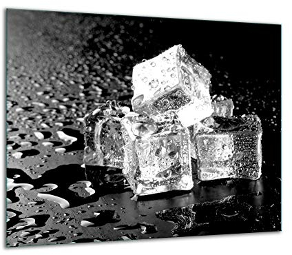 TMK - Plaque de protection pour cuisinière - 60 x 52 cm - En verre - Protection contre les éclaboussures - Protection contre les éclaboussures - Plaque à découper décorative - Noir - Glace