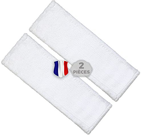 Okaei - Housse de serpillière 2 Piece (40 CM) - Housse en 100% Microfibre Premium Blanc - Optimale pour Le Nettoyage en Profondeur des sols Lisses et légèrement irréguliers