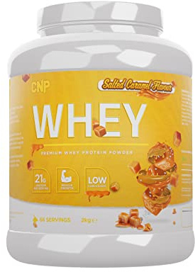 CNP Professional Premium Whey Protein Powder 2kg & 900g, 21g Protein, Low Carb, Easy Digestion, 66/30 Servings, Vegetarian, Halal, 12 Great Flavours (2kg, Salted Caramel)