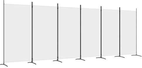 6-Panel Room Divider White 520x180 cm Fabric Privacy Screen Paravent vidaXL