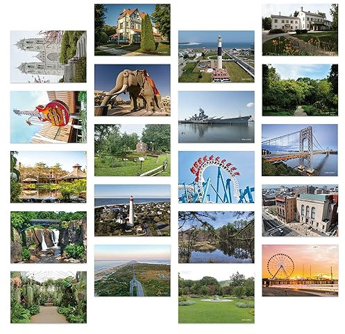 Dear Mapper Vintage United States New Jersey Landscape Postcards Pack 20pc/Set Postcards from Around the World Greeting Cards for Business World Travel Postcard for Mailing Decor Gift