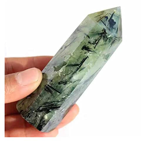 QMIQXIWS Natürlicher Kristall, rau, 1 Stück, 80 mm–90 mm, natürlicher Quarzpunkt, Reiki-Edelsteinstäbe, heilender grüner Prehnit-Kristallturm, Punkt for Geschenk ZUZAOJUYIN