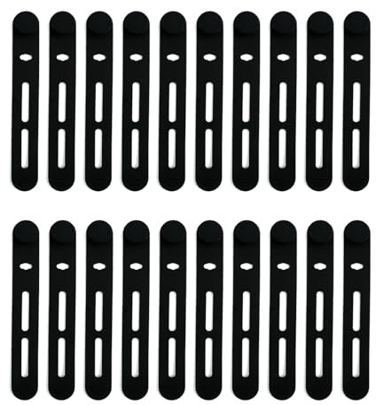 Lot de 20 serre-câbles en silicone Attaches de câble réutilisables noires pour connecter des écouteurs, des chargeurs de téléphone et des câbles d'ordinateur