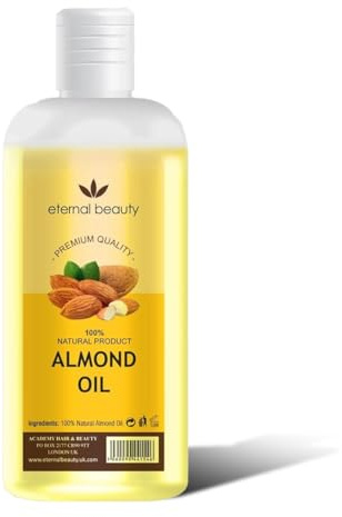 Premium 100% Natural Almond Oil - Cold Pressed, Pure & Organic Hair & Skin Care Treatment, Moisturizer, Massage Oil, Anti-Aging & Hair Growth Enhancer - 250ML | Eternal Beauty