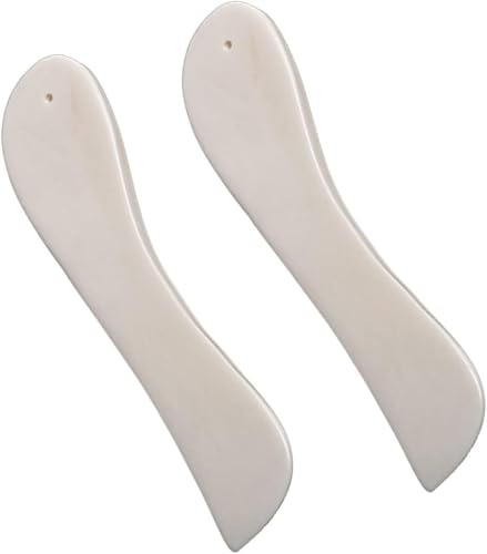 WUTA Bone Folder Tool for Leather & Bookbinding，2 Pcs Ox Bone Burnishers, Paper Scorer and Creaser for DIY Crafting Projects(B）