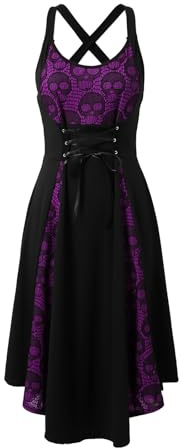 Générique Korsettklänning för kvinnor, gotisk punkig spetskant med spets, cosplay, klänning, medeltida gotisk Lolita-klänning