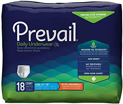 Prevail Daily Protective Underwear - Unisex Adult Incontinence Underwear - Disposable Adult Diaper for Men & Women - Maximum Absorbency - Large - 18 Count (Pack of 4)