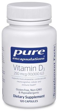 Pure Encapsulations Vitamin D3 250 mcg (10,000 IU) - Supplement to Support Bone, Joint, Breast, Heart, Colon & Immune Health - with Premium Vitamin D - 120 Capsules