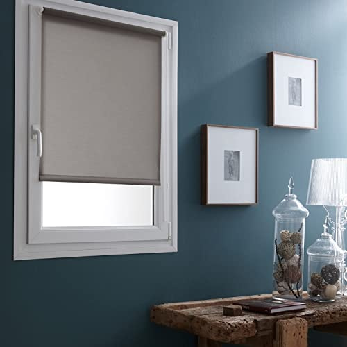 MADECOSTORE Fensterrollo, lichtdurchlässig, ohne Bohren, Grau/Rosa, L 71 x H 190 cm