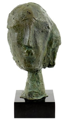 Figura astratta in bronzo/testa di bronzo su base in marmo - firmata Henry Moore - Arte moderna