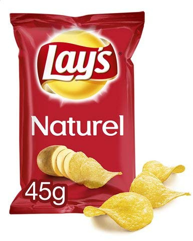Lay’s Chips - Natural - 1 bolsa - 40 g por bolsa - Patatas fritas crujientes - 800 g de peso total - Sabroso - Ingredientes reales - Poco salado - Sin conservantes