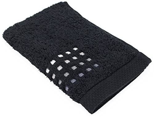 Linnea Serviette invité 33x50 cm Pure Squares Noir 550 g/m2