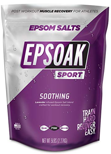 Epsoak Sport Epsom Salt 5 lb. USP Magnesium Sulfate with Lavender Scent Resealable Epsom Salt Bag, Made in The USA, Cruelty-Free Certified