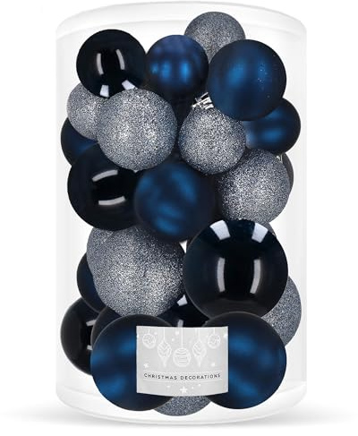 SPRINGOS Christbaumkugeln 30 Stück Bruchsicher Glitzer Matt Glanz